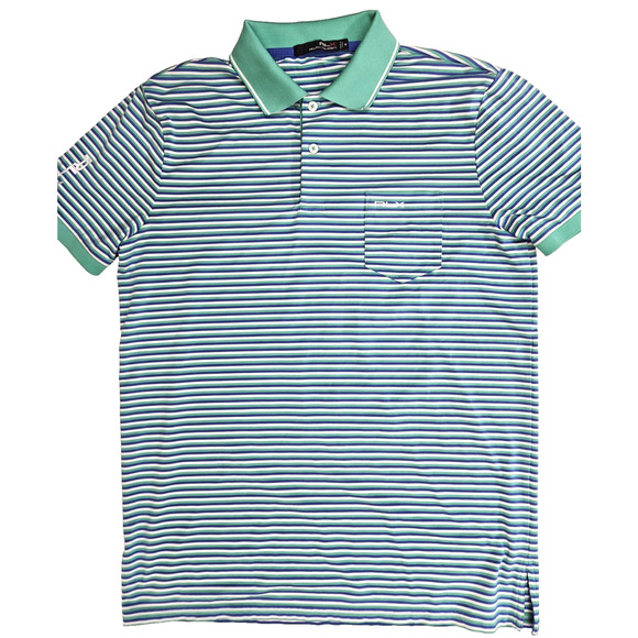 Ralph Lauren RLX Polo Shirt Men's Size Medium Multicolor Striped Short Sleeve - Picture 1 of 8